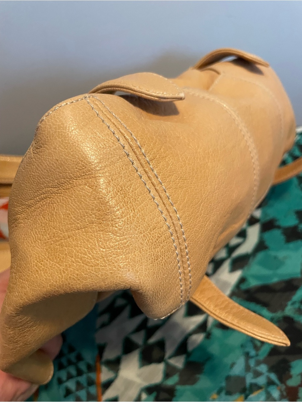 Christopher Kon Women's Tan Leather Shoulder Tote with Buckle Strap Detail - Picture 4 of 8